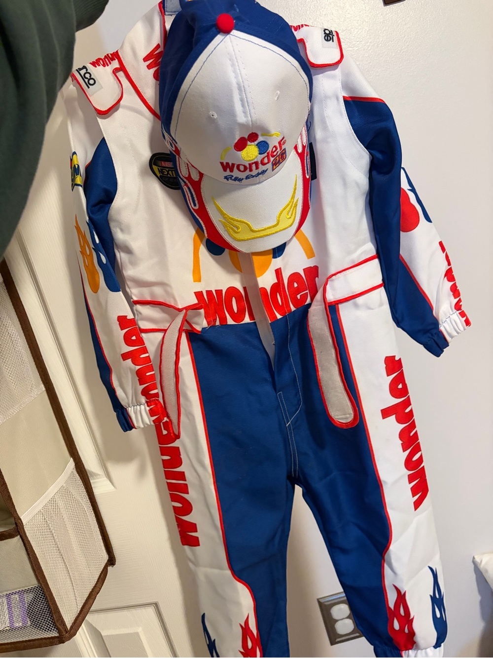 Wonder Racing Kids Costume Jumpsuit & Cap - White, Blue, Red
